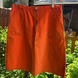 Utility Canvas orange skirt with pockets, size small
